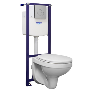 ПЭК Santeri Альфа (подвесной унитаз + инсталляция + сиденье п/пропилен + панель хром) 138159S0000B0