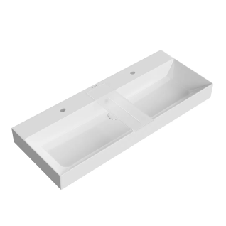 Умывальник GRANDE 120 мебельная\подвесная с двумя отвер. под смесители с крепежом, белый глянец GR.wb.120.2