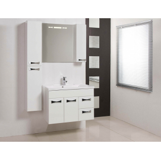 Зеркало со шкафом Диор 80х68 белое правое с LED подсветкой