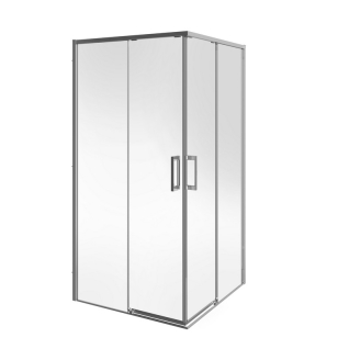 Душевой уголок LINDO раздвижной 100х100х195, квадрат, Soft Close, покрытие Easy clean, хром