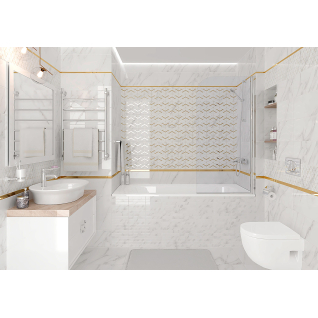 Camelot Tact белый 20x60 декор глянцевый