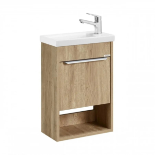 Набор: Тумба под умывальник Хоуп 40 1 дверца Орех 1A287101HP6C0/Раковина Миранда 40 1WH302500 (1A2871K0HP6C0)