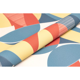 Обои виниловые Шафран мотив разноцветный синий, апельсины KM8507