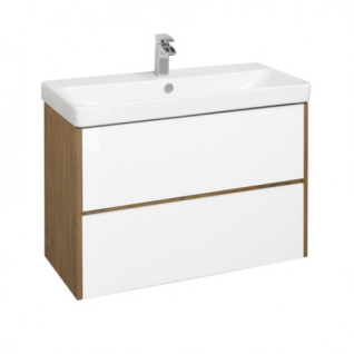 Тумба под раковину Сканди 80 Белый/Дуб Рустикальный + умывальник Адриана 80