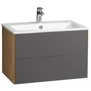 Тумба подвесная Сохо Дуб Веллингтон/Графит 75 под умывальник