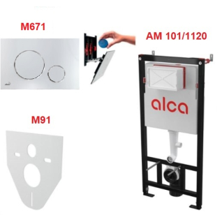 Сет 4 в 1 скрытая система инсталляций AM101/1120+ кнопка M671+M91