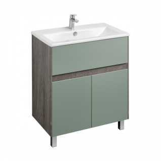 Тумба под раковину Форест 75 дуб/голубой+умывальник Элина 75