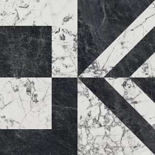 Бьянко Неро белый, черный 119,5x119,5 керамический гранит лаппатированный SG013322R