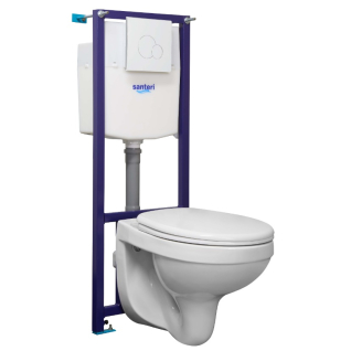 ПЭК Santeri Альфа (подвесной унитаз + инсталляция + сиденье п/пропилен + панель белая) 138159S0000B2