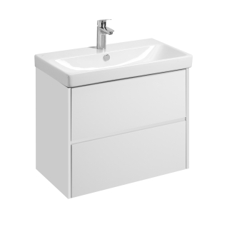 Тумба под раковину Сканди 80 Белый матовый/Белый глянцевый + умывальник Адриана 80