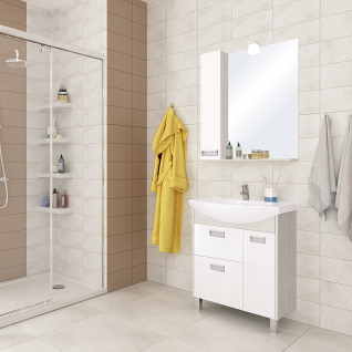 Тумба под умывальник Бекка 60 + раковина Балтика 60 белый