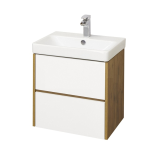 Тумба под раковину Сканди 55 Белый/Дуб Рустикальный + умывальник Адриана 55