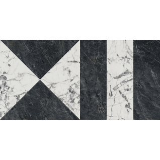 Бьянко Неро белый, черный 60x119,5 керамический гранит лаппатированный SG565422R