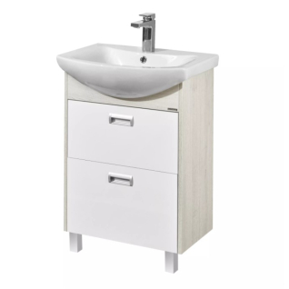 Тумба напольная Бекка 60 белая/дуб Сомерсет под умывальник Балтика