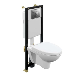 Компл: PARVA  CO DPL EO (подв. с кр. дюропласт lift+инст. BLACK кнопка LEON пластик глянцевый), белый, 1 с, 64229