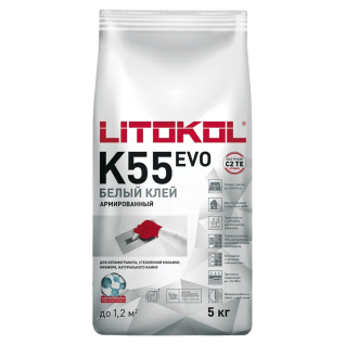 Клей для мрамора и мозаики Litokol LITOPLUS K55 белый С2 TЕ (до 120*90 см) 5 кг