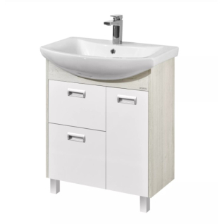 Тумба напольная Бекка 70 белая/дуб Сомерсет под умывальник Балтика