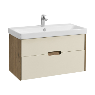 Тумба подвесная Оливия Бежевый/Дуб веллингтон 90 под умывальник