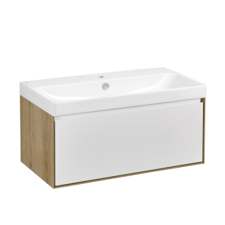 Тумба под раковину Либерти 90 Дуб Эльвезия + умывальник Адриана 90