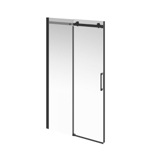 Душевая дверь CRISTALLO 120х210 с рифленым стеклом, раздвижная Soft Close, матовый черный