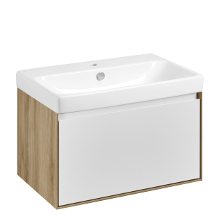 Тумба под раковину Либерти 70 Дуб Эльвезия/Белый + умывальник Адриана 70