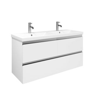 Тумба подвесная ELECTRA 120 под умыв-к с двойной чашей CeraStyle Elite 120, УЛЬТРА белый глянец, LE-WCAB-120D-101