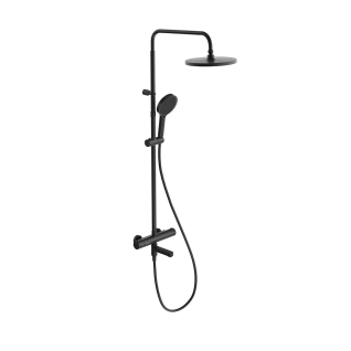 Душевая колонна FONTE на 3 потока  с изливом, термостатом, черный матовый FO.302.KM.BLK.M