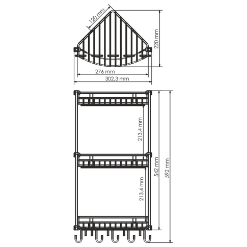 K-1233 Полка металлическая тройная - картинка 3