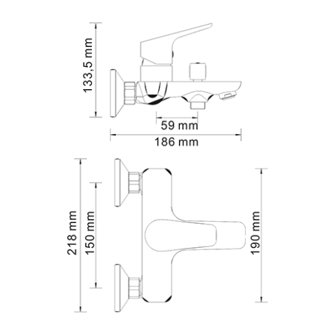 Lippe 4501 Смеситель для ванны с коротким изливом - картинка 4