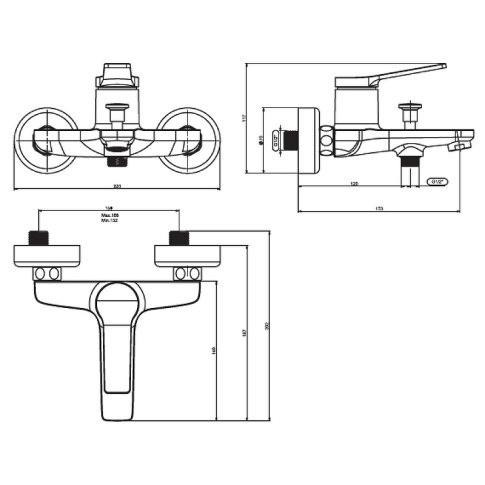 Смеситель для ванны/душа NOBIA N2038102LPT - картинка 3
