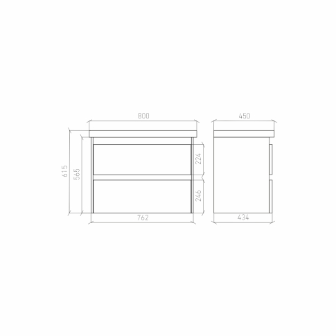 Тумба подвесная NORMA 80 под умыв-к Creavit SU 80, белый шелк матовый, LNO-WCAB-80-411 - картинка 6