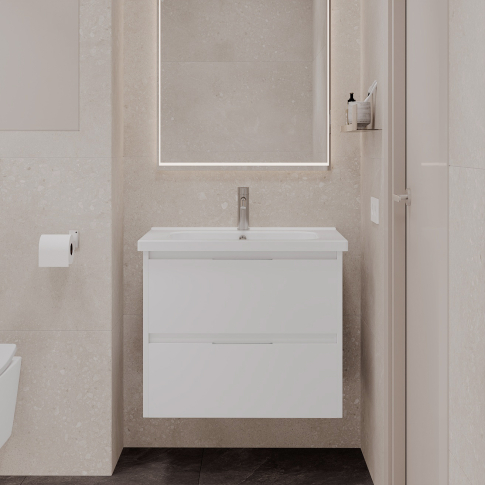 Тумба подвесная NORMA 80 под умыв-к Creavit SU 80, белый шелк матовый, LNO-WCAB-80-411 - картинка 8