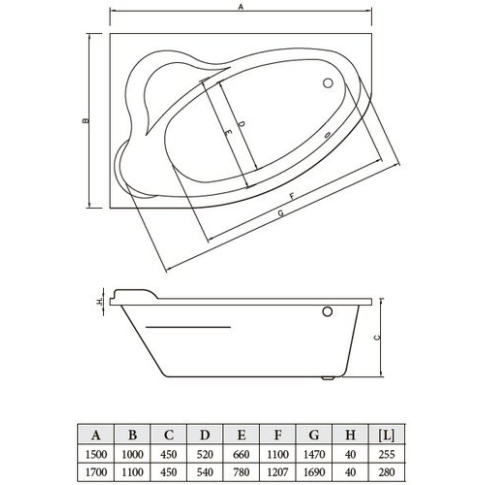 Ванна акриловая ROSA левая, с ножками Standard, BH-RA-101-150L/St + Панель д/ванны Rosa 150 L/P с крепл, BH-RA-150L/P, BONITO HOME, Польша - картинка 6