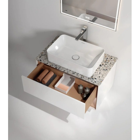 Тумба подвесная Plaza Modern 80 см, цвет белый матовый-сахара - картинка 3