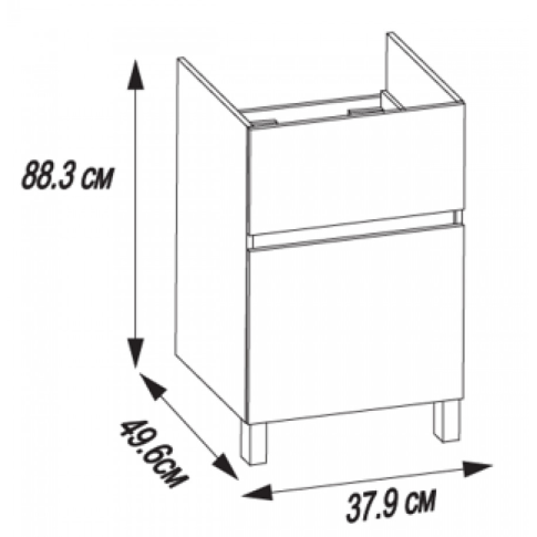 Тумба напольная Лайн 40 белая под стиральную машину - картинка 3