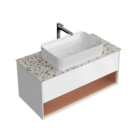 Тумба подвесная Plaza Modern 100 см, цвет белый матовый-сахара - картинка 3