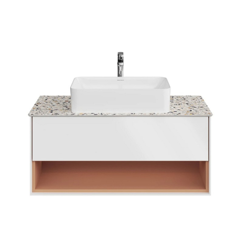 Тумба подвесная Plaza Modern 100 см, цвет белый матовый-сахара - картинка 4