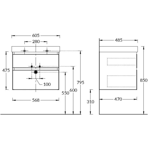 Тумба подвесная CUBO 60 см, цвет лимо матовый - картинка 6
