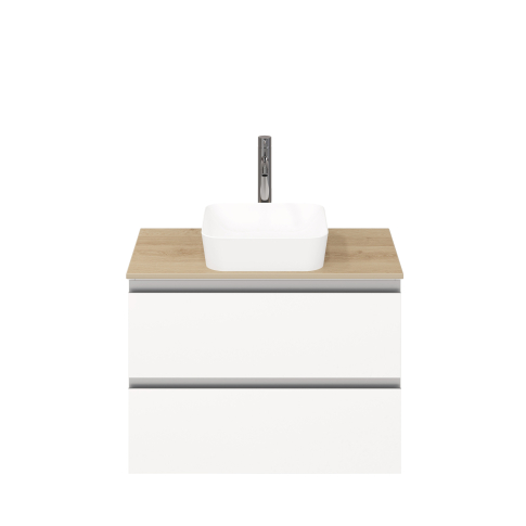 Тумба подвесная ELECTRA 80 со столешницей, УЛЬТРА белый глянец/дуб Каселла, LE-WCABtop-80-101-333 - картинка 1