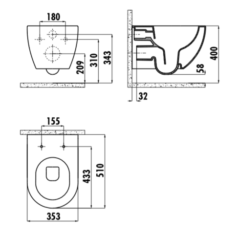 Унитаз подвесной Elegant безободковый, антрацит матовый - картинка 3