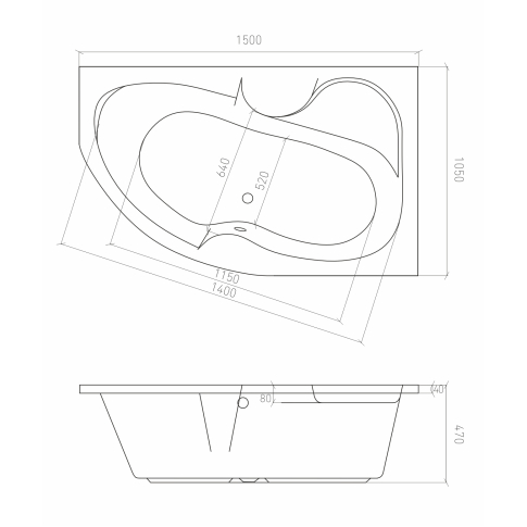 Arizona Super ванна акриловая правая 150х105 с ножками + Arizona экран для ванны 150 - картинка 5