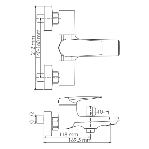 Wiese 8401 Смеситель для ванны с коротким изливом - картинка 3