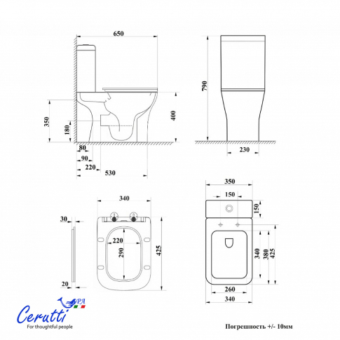 Унитаз напольный VETTORE Tornado безободковый с крышкой duroplast, soft-close, быстросъемная, белый, CT11134 - картинка 4