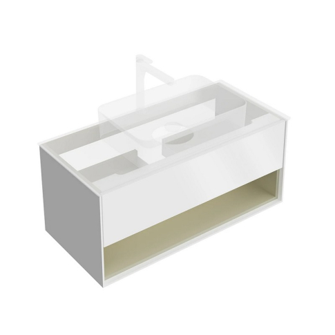 Тумба подвесная Plaza Modern 100 см, цвет белый матовый-шалфей - картинка 1