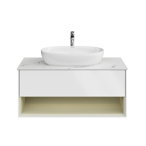 Тумба подвесная Plaza Modern 100 см, цвет белый матовый-шалфей - картинка 4