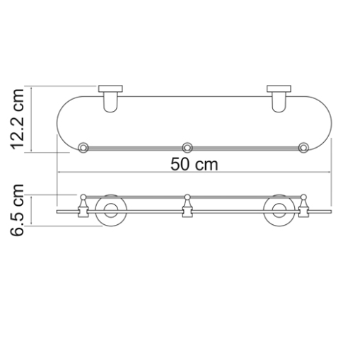 Isen K-4044 (ранее К-4024) Полка стеклянная с бортиком - картинка 3