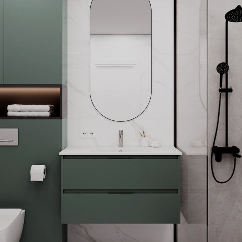 Тумба подвесная NORMA 80 под умыв-к Creavit SU 80, олива нордик матовый, LNO-WCAB-80-415 - картинка 8