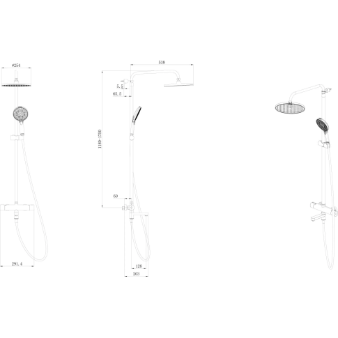 Душевая колонна FONTE на 3 потока с изливом, термостатом, хром FO.302.KM.CR - картинка 3