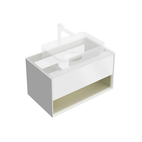 Тумба подвесная Plaza Modern 80 см, цвет белый матовый-шалфей - картинка 1