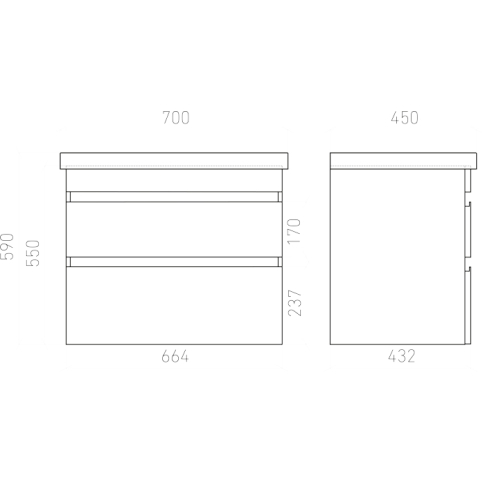 Тумба подвесная SARGAS 70 под умыв-к Cerastyle Frame 70, дуб Йорк, LS-WCAB-70-221 - картинка 5